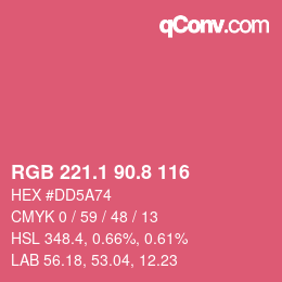カラーコード: RGB 221.1 90.8 116 | qconv.com