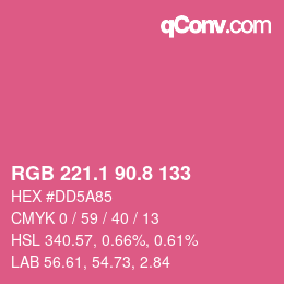 カラーコード: RGB 221.1 90.8 133 | qconv.com