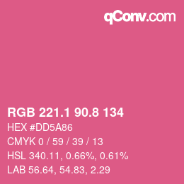 カラーコード: RGB 221.1 90.8 134 | qconv.com