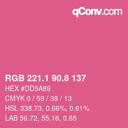 カラーコード: RGB 221.1 90.8 137 | qconv.com