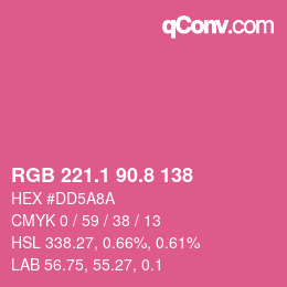 カラーコード: RGB 221.1 90.8 138 | qconv.com