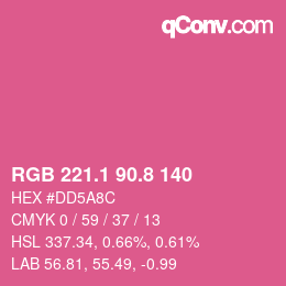 カラーコード: RGB 221.1 90.8 140 | qconv.com