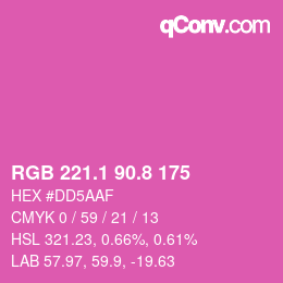カラーコード: RGB 221.1 90.8 175 | qconv.com