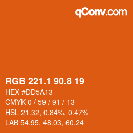 カラーコード: RGB 221.1 90.8 19 | qconv.com