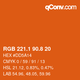 Color code: RGB 221.1 90.8 20 | qconv.com