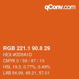 カラーコード: RGB 221.1 90.8 29 | qconv.com