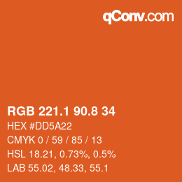 カラーコード: RGB 221.1 90.8 34 | qconv.com