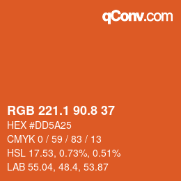 Farbcode: RGB 221.1 90.8 37 | qconv.com