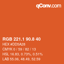 Color code: RGB 221.1 90.8 40 | qconv.com