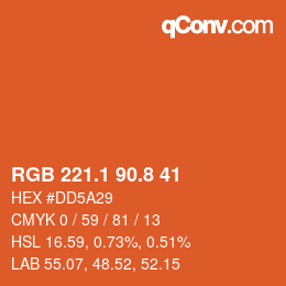 Color code: RGB 221.1 90.8 41 | qconv.com