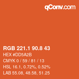 カラーコード: RGB 221.1 90.8 43 | qconv.com
