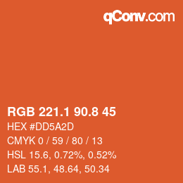 Color code: RGB 221.1 90.8 45 | qconv.com