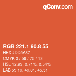 Color code: RGB 221.1 90.8 55 | qconv.com