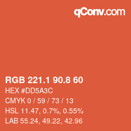 Color code: RGB 221.1 90.8 60 | qconv.com