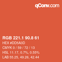 Color code: RGB 221.1 90.8 61 | qconv.com