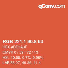 カラーコード: RGB 221.1 90.8 63 | qconv.com