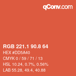 カラーコード: RGB 221.1 90.8 64 | qconv.com