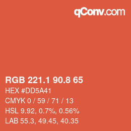 Color code: RGB 221.1 90.8 65 | qconv.com