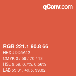 Color code: RGB 221.1 90.8 66 | qconv.com