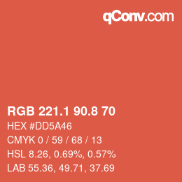 Color code: RGB 221.1 90.8 70 | qconv.com