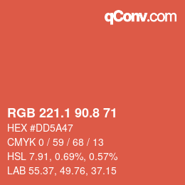 カラーコード: RGB 221.1 90.8 71 | qconv.com