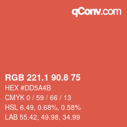 Color code: RGB 221.1 90.8 75 | qconv.com