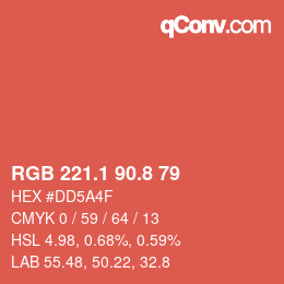 カラーコード: RGB 221.1 90.8 79 | qconv.com