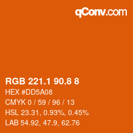 Color code: RGB 221.1 90.8 8 | qconv.com