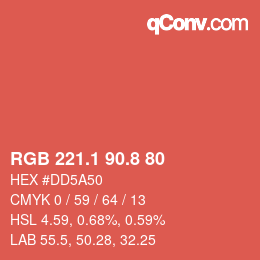 Color code: RGB 221.1 90.8 80 | qconv.com