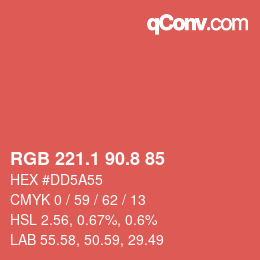 Color code: RGB 221.1 90.8 85 | qconv.com
