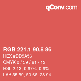 カラーコード: RGB 221.1 90.8 86 | qconv.com