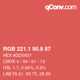 カラーコード: RGB 221.1 90.8 87 | qconv.com