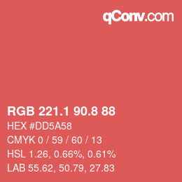 カラーコード: RGB 221.1 90.8 88 | qconv.com