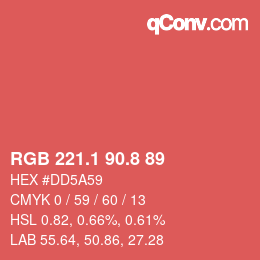 カラーコード: RGB 221.1 90.8 89 | qconv.com