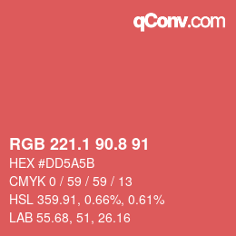 カラーコード: RGB 221.1 90.8 91 | qconv.com