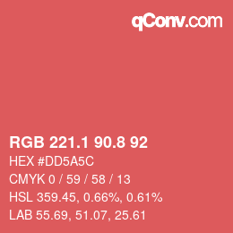 カラーコード: RGB 221.1 90.8 92 | qconv.com