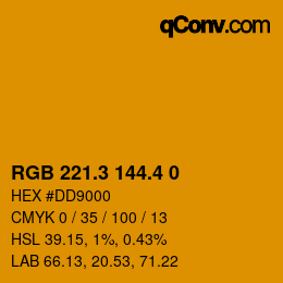 カラーコード: RGB 221.3 144.4 0 | qconv.com