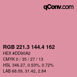 カラーコード: RGB 221.3 144.4 162 | qconv.com