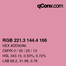 カラーコード: RGB 221.3 144.4 166 | qconv.com