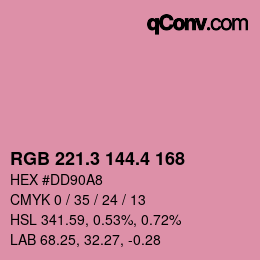 カラーコード: RGB 221.3 144.4 168 | qconv.com