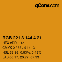カラーコード: RGB 221.3 144.4 21 | qconv.com