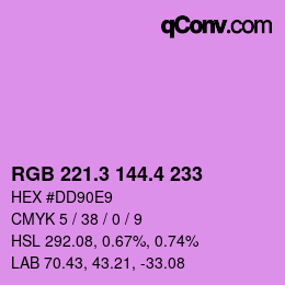 カラーコード: RGB 221.3 144.4 233 | qconv.com