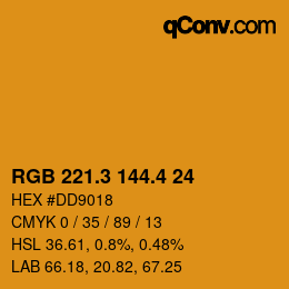 カラーコード: RGB 221.3 144.4 24 | qconv.com