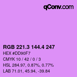 カラーコード: RGB 221.3 144.4 247 | qconv.com