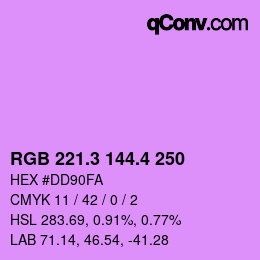 カラーコード: RGB 221.3 144.4 250 | qconv.com