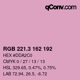 カラーコード: RGB 221.3 162 192 | qconv.com
