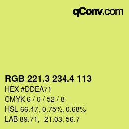 カラーコード: RGB 221.3 234.4 113 | qconv.com