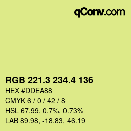 カラーコード: RGB 221.3 234.4 136 | qconv.com