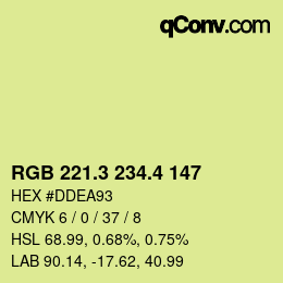 カラーコード: RGB 221.3 234.4 147 | qconv.com