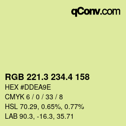 カラーコード: RGB 221.3 234.4 158 | qconv.com